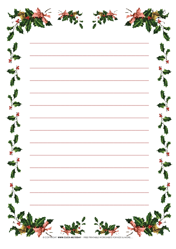 Free printable Christmas stationery borders of holies with lines 6